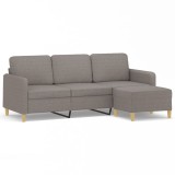 Canapea cu 3 locuri si taburet, taupe, 180 cm, material textil
