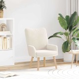Fotoliu Relaxare Crem VidaXL, Material Lana, 63x67x94cm, Picioare Lemn, Suporta 120kg
