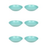 Set farfurii 6 piese, farfurii adanci, plastic, verde, diametru 18 cm