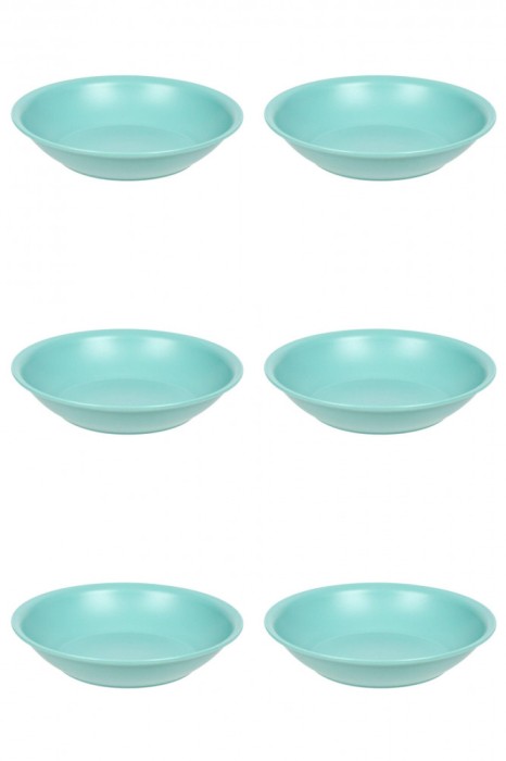 Set farfurii 6 piese, farfurii adanci, plastic, verde, diametru 18 cm
