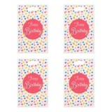 Set Pungi Cadou din Plastic, Alb cu Buline Roz, Mesaj Happy Birthday, 16x25cm, 4 buc, CMCLASS