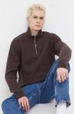 Abercrombie &amp; Fitch pulover barbati, culoarea maro, cu turtleneck