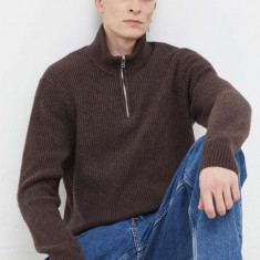 Abercrombie & Fitch pulover barbati, culoarea maro, cu turtleneck