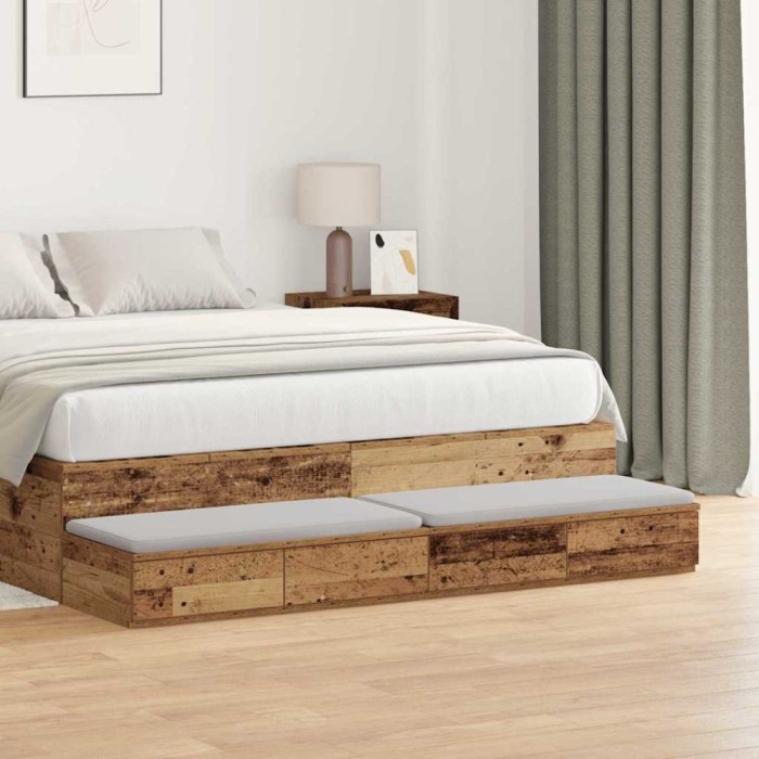 vidaXL Sertare pentru pat cu sertar Lemn vechi 135 x 36.5 x 16.5 cm 866993