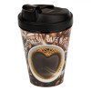 Pahar Cafea Reutilizabil 400ml, Plastic cu Capac Negru, Model Boabe Cafea - Eco-Friendly