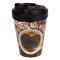 Pahar Cafea Reutilizabil, Model Boabe de Cafea, Plastic, Capac Negru, Capacitate 400ml
