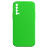 Husa din silicon compatibila cu Huawei P Smart 2021, silk touch, interior din catifea, Verde neon, Oem