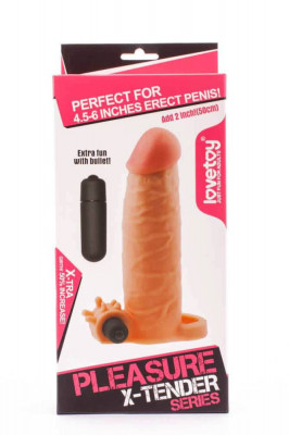 Pleasure X-Tender - Manșon prelungitor penis cu vibrații, 13 cm foto