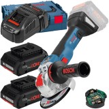 Bosch GWX 18V-10 SC X-LOCK + ProCORE + GAL 1880 CV - Polizor unghiular 125 mm valiza speciala accesorii + Set 2 acumulatori si incarcator Li-Ion 18 V