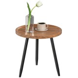 HOMCOM Masă de cafea rotundă pentru living, masă de cafea modernă cu cadru din oțel, pentru living, cameră, &Oslash; 40 x 39 cm, lemn de nuc | Aosom Romania