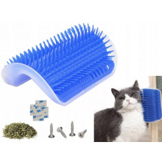 Perie pentru pisici de colț cu perie de zg&acirc;rieturi + catnip