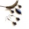 Set bijuterii lapis lazuli cu bronz si snur piele, colier si cercei 33756