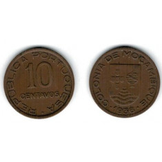 Mozambic 1936 - 10 centavos, circulata
