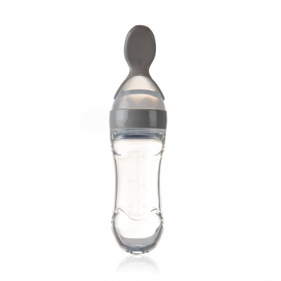 Lingurita cu rezervor pentru bebelusi, babyjem, cu capac protectie, 90 ml (culoare: gri) foto