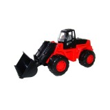 Tractor Jucarie cu Cupa Frontala, 25 cm, Baieti, Plastic, 3 ani+, Roșu/Negru/Gri/Portocaliu/Galben (Culoare Aleatorie)