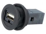 Soclu USB 22mm har-port IP20 Negru