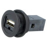 Soclu USB 22mm har-port IP20 Negru