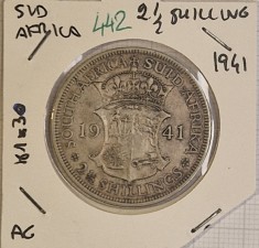 442 South Africa, Africa de Sud 2&frac12; Shillings - George VI 1955, KM#30, argint, mare