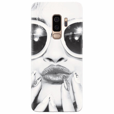 Husa silicon pentru Samsung S9 Plus, Black And White Portrait Blonde Model In Fashion Sunglasses foto