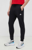 Adidas pantaloni de trening din bumbac culoarea negru, uni HA4347