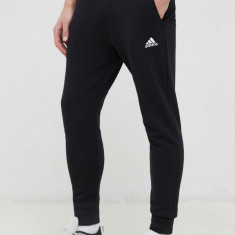 adidas pantaloni de trening din bumbac culoarea negru, uni HA4347