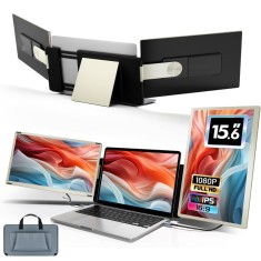 Monitor Extensibil Triplu Laptop 13-17.3", Ecran 15.6" IPS Full HD 1080P, 60Hz, USB-C, Plug &amp; Play, Portabil, Geanta Inclusa, Compatibil Windows/Mac/A