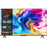 Televizor Smart QLED TCL 43C645, Smart Google TV, 108 cm, Ultra HD 4K, Clasa G, 109 cm