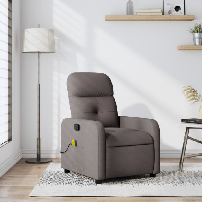 Gossi fotoliu de masaj rabatabil, gri taupe, material textil