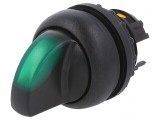 Comutator rotativ 22mm verde stabil 1 poziție
