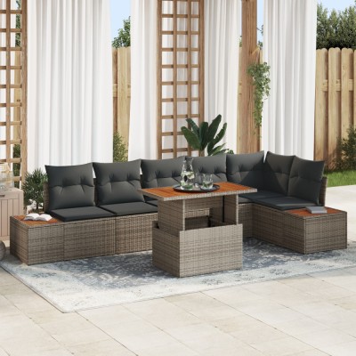 vidaXL Set de canapele pentru grădină 7 pcs Gri Rattan poli foto