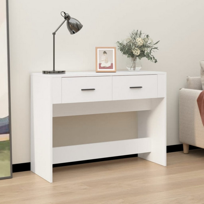 vidaXL Măsuță consolă, alb, 100x39x75 cm, lemn compozit