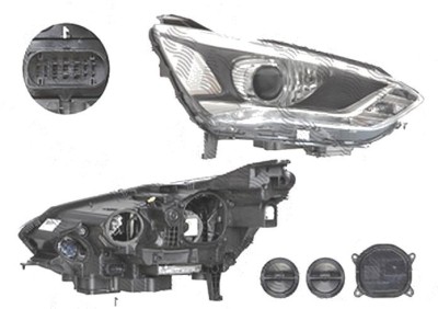 Far Ford C-Max, 05.2015-, fata, Dreapta, xenon; cu lumini pentru curbe; cu LED daytime running light; D3S+H1; electric; silver; cu gas bec xenon; cu foto