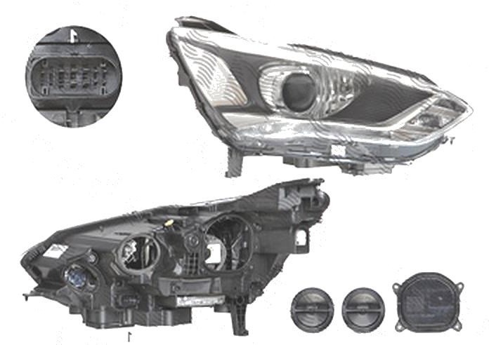 Far Ford C-Max, 05.2015-, fata, Dreapta, xenon; cu lumini pentru curbe; cu LED daytime running light; D3S+H1; electric; silver; cu gas bec xenon; cu