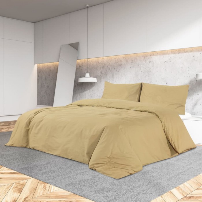 Set cu husă de pilotă, gri taupe, 200x220 cm, microfibră
