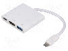 Cablu HDMI soclu, USB A soclu, USB C mufa, USB C Power Delivery, USB 3.0, USB 3.1, lungime 200mm, {{Culoare izola&amp;#355;ie}}, QOLTEC - 50425
