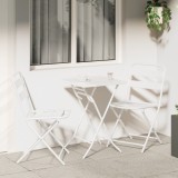 vidaXL Set Bistro pliabil 3 piese Alb Oțel