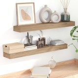 vidaXL Rafturi Perete Lemn Tec 90x15x4cm, Set 2 Buc, Maro, Rafturi Suspendate, Rafturi de Perete