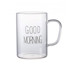 Cana din Sticla Borosilicata, GOOD MORNING, 400 ml foto