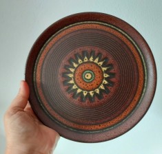 Farfurie decorativa ceramica gresie, KMK Manuell Kupfermuhler Keramik, 20cm diametru