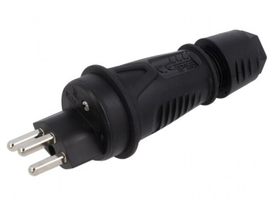 Conector Alimentare AC Mufă Tată 2P+PE 250V 16A Negru foto