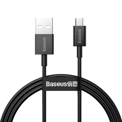 Cablu de Date USB la Micro-USB 2A, 1m Baseus Superior (CAMYS-01) Negru foto