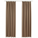 Draperii opace cu c&acirc;rlige, 2 buc., gri taupe, 140 x 175 cm