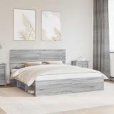 Cumpara ieftin Cadru de pat Gri Sonoma 200 x 200 cm Lemn de pin masiv
