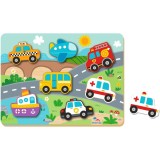 2Kids Toys Shape Puzzles jucărie interactivă cu piese care se pot insera Traffic 12m+ 8 buc