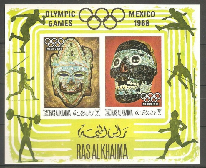 RAS AL KHAIMA, SPORT MEXIC - COLIȚĂ MNH IMPERF.