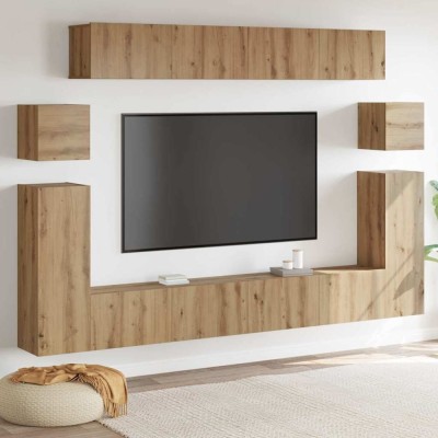vidaXL Set comodă TV 8 pcs stejar artizanal Mediu Lemn compozit 3393392 foto