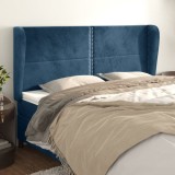 vidaXL Tăblie pat cu urechi albastru &icirc;nchis 163x23x118/128 cm catifea