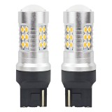 Set becuri auto cu LED CANBUS, 3030, 24SMD, compatibil T20, 7440, WY21W, Portocaliu, 12V 24V, Amio