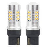 Cumpara ieftin Set becuri auto cu LED CANBUS, 3030, 24SMD, compatibil T20, 7440, WY21W, Portocaliu, 12V 24V, destinat competitiilor auto sau off-road