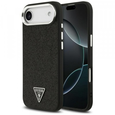 Husa MagSafe pentru Apple iPhone 17 Air, Guess, Glitter Triangle Logo, Neagra foto